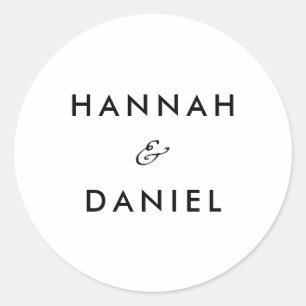 Sticker Rond Mariage de noms de clients minimalistes simples