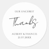 Sticker Rond Mariage de noms personnalisés en noir blanc classi (Devant)