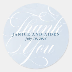 Sticker Rond Mariage de nuage d'aquarelle bleu enchantant