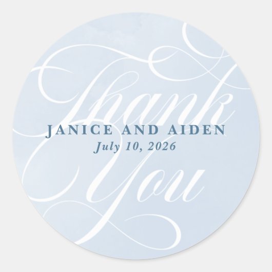 Sticker Rond Mariage de nuage d'aquarelle bleu enchantant (Devant)