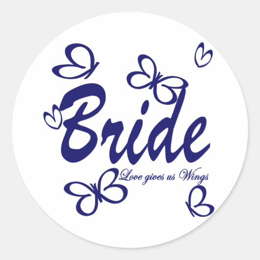 Sticker Rond Mariage de papillon/ Mariée (Devant)