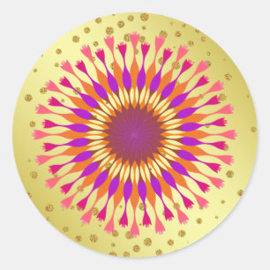 Sticker Rond Mariage de Parties scintillant à huile rose Lotus 