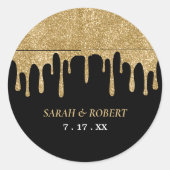 Sticker Rond Mariage de Parties scintillant Black & Gold (Devant)