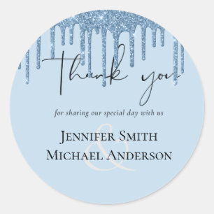 Sticker Rond MARIAGE de Parties scintillant bleue BUDGET