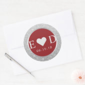 Sticker Rond Mariage de Parties scintillant d'argent Élégant ro (Enveloppe)