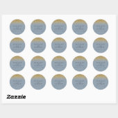 Sticker Rond Mariage de Parties scintillant Dusty Blue & Gold (Feuille)