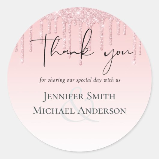 Sticker Rond MARIAGE de Parties scintillant rose (Devant)