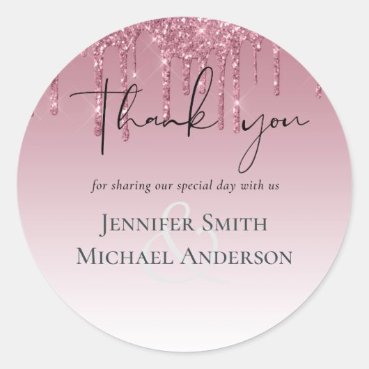 Sticker Rond MARIAGE de Parties scintillant rose BUDGET (Devant)