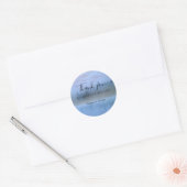 Sticker Rond mariage de paysage forestier bleu poussiéreux (Enveloppe)