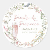 Sticker Rond Mariage de perles et de Prosecco : Shower de maria (Devant)