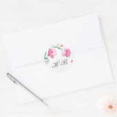 Sticker Rond Mariage de pivoine d'aquarelle florale (Enveloppe)
