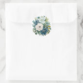 Sticker Rond Mariage de pivoines botaniques turquoises (Sac)