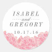 Sticker Rond Mariage de pivoines roses (Devant)