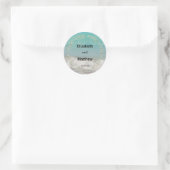 Sticker Rond Mariage de plage à superposition classique minimal (Sac)