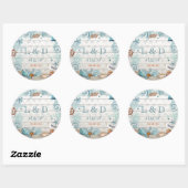 Sticker Rond Mariage de plage bleu marine élégant (Feuille)