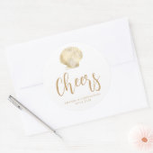 Sticker Rond Mariage de plage côtier or blanc Cheers (Enveloppe)