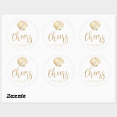 Sticker Rond Mariage de plage côtier or blanc Cheers (Feuille)