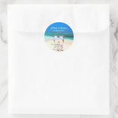 Sticker Rond Mariage de plage de destination (Sac)