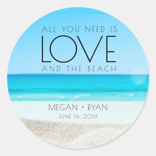 Sticker Rond Mariage de plage de destination (Devant)