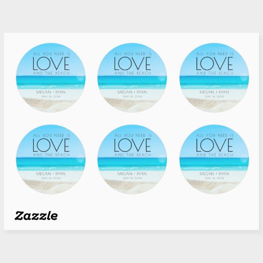 Sticker Rond Mariage de plage de destination (Feuille)