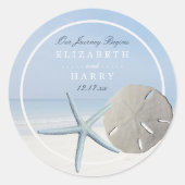 Sticker Rond Mariage de plage de sable Dollar et Starfish (Devant)