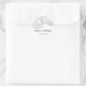 Sticker Rond Mariage de plage en argent Nautilus Shell (Sac)