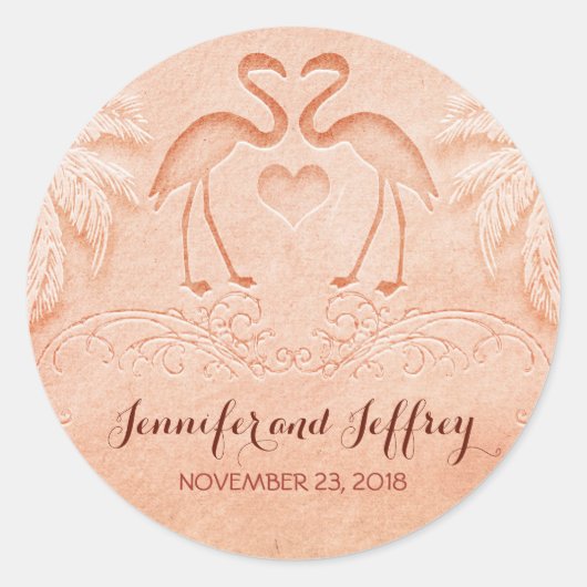 Sticker Rond mariage de plage flamingo (Devant)