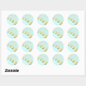 Sticker Rond Mariage de plage rose Blue Gold Seashell (Feuille)
