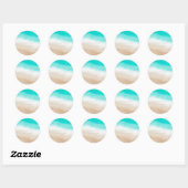 Sticker Rond Mariage de plage subtil aquarelle sarcelle et beig (Feuille)