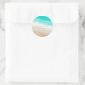 Sticker Rond Mariage de plage subtil aquarelle sarcelle et beig (Sac)