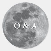 Sticker Rond Mariage de Pleine lune Monogramme moderne (Devant)