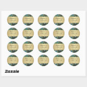 Sticker Rond Mariage de plumes de paon d'or (Feuille)