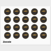 Sticker Rond Mariage de poisson noir et or Chic Choix alimentai (Feuille)