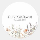 Sticker Rond Mariage de prairie de Fleur sauvage de pêche (Devant)