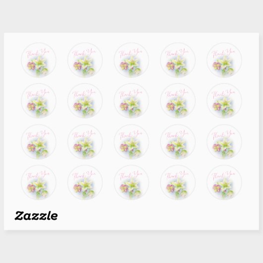 Sticker Rond Mariage de printemps merci hellebore aquarelle art (Feuille)