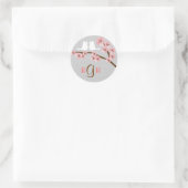 Sticker Rond Mariage de printemps rose et gris pour la fleur de (Sac)