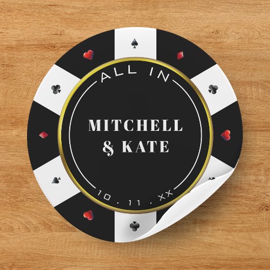 Sticker Rond Mariage de puces de poker