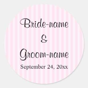 Sticker Rond Mariage de rayures rose clair