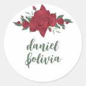 Sticker Rond Mariage de Red Roses Boho (Devant)