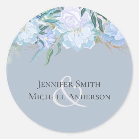 Sticker Rond Mariage de remplissage BLEU DUSTY Budget (Devant)