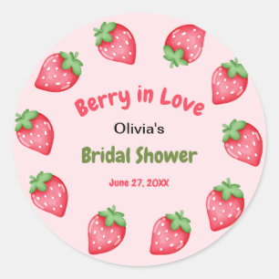 Sticker Rond Mariage de rêve Fraise Rose & Rouge Baie en Amour 