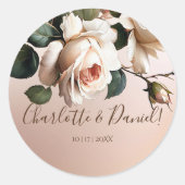 Sticker Rond Mariage de Rose de thé (Devant)