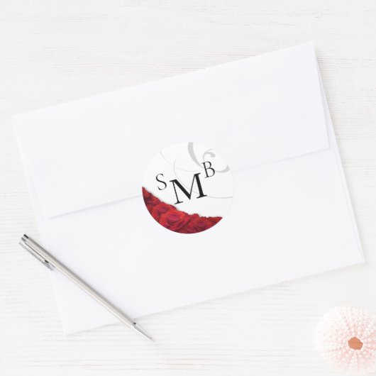 Sticker Rond Mariage de rose rouge (Enveloppe)