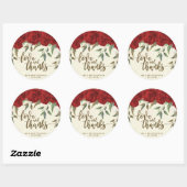 Sticker Rond mariage de roses rouges merci vous préférez autoco (Feuille)
