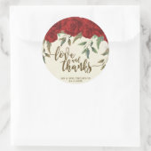 Sticker Rond mariage de roses rouges merci vous préférez autoco (Sac)