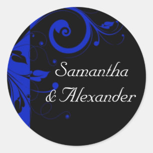 Sticker Rond Mariage de rotation noir/bleu royal