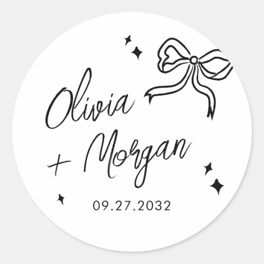 Sticker Rond Mariage de ruban à script de doodle tendance (Devant)