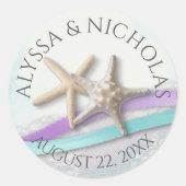 Sticker Rond Mariage de ruban de poisson Starfish et de dentell (Devant)