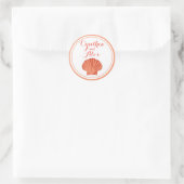 Sticker Rond Mariage de Scallop Seashell Beach | pêche (Sac)