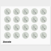 Sticker Rond Mariage de script d'amplitude de monogramme (Feuille)